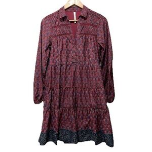 Anthropologie Diyana Boho Floral Tiered Tunic Dress Women’s Small Peasant Style